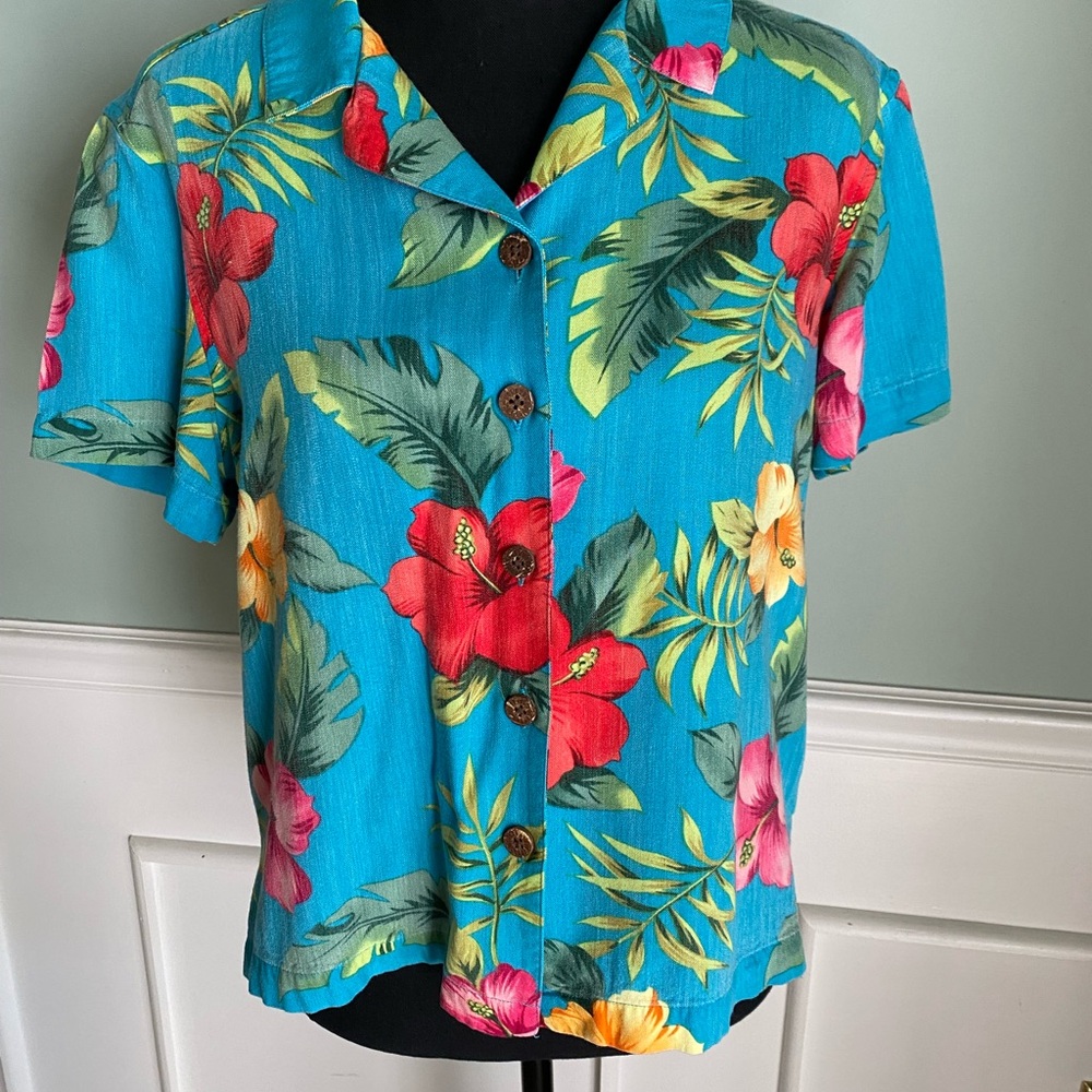 Vintage Caribbean Joe Short Sleeve Button Front Hawaiian Shirt